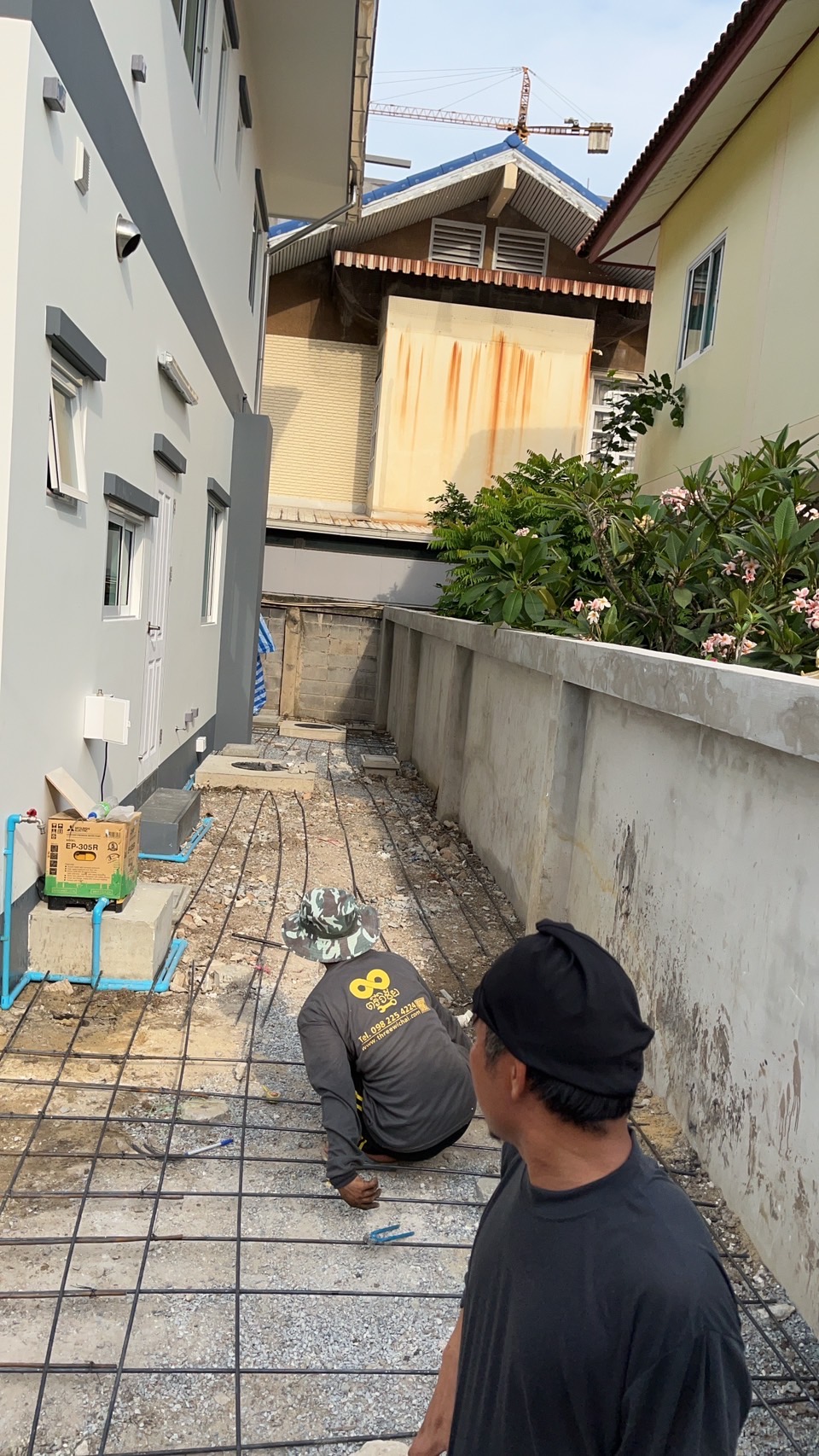 งานวางเหล็กไวร์เมชพร้อมเทคอนกรีต